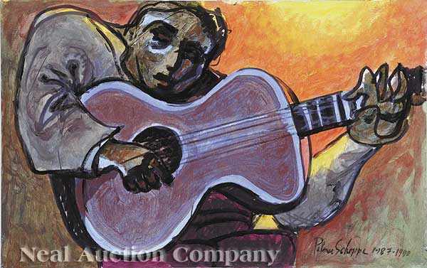 Appraisal: Palmer Schoppe American California - Border Guitar mixed media on