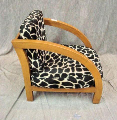 Appraisal: Midcentury Art Deco Chair with Faux Leopard Upholstery From a