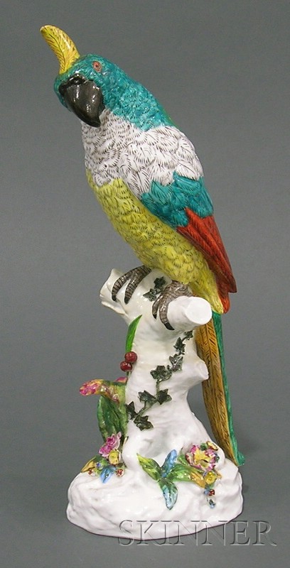 Appraisal: Dresden Polychrome Glazed Figure of a Parrot late th century