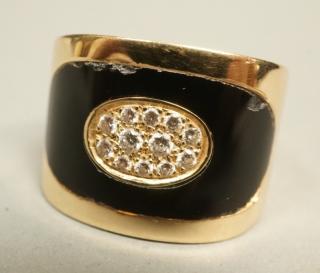 Appraisal: K Gold Onyx Diamond Ring Approximately c K Gold Onyx