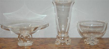 Appraisal: Two Steuben Glass Bowls Together with a Steuben Glass Vase