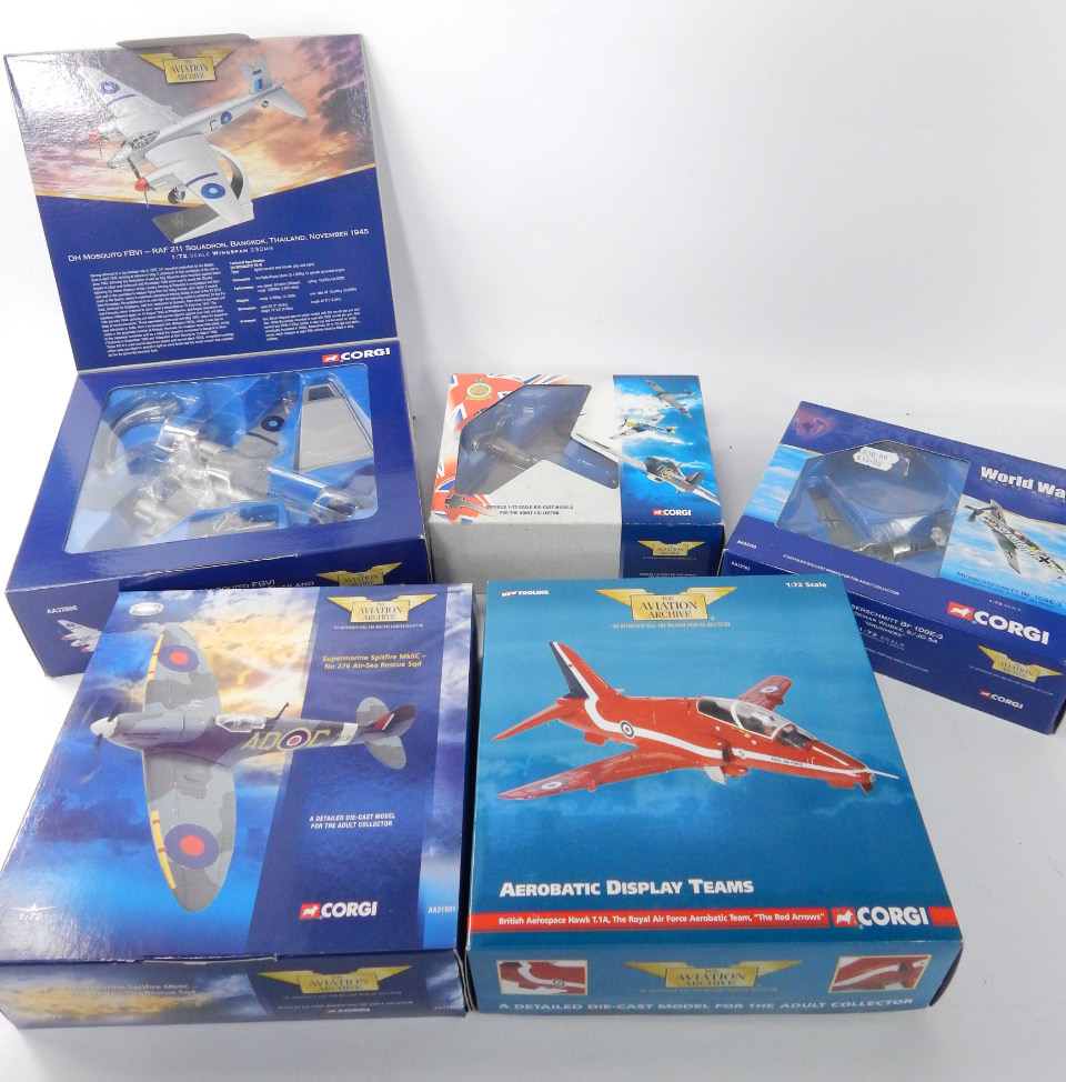 Appraisal: Corgi Aviation Archive scale models of planes comprising Supermarine Spitfire