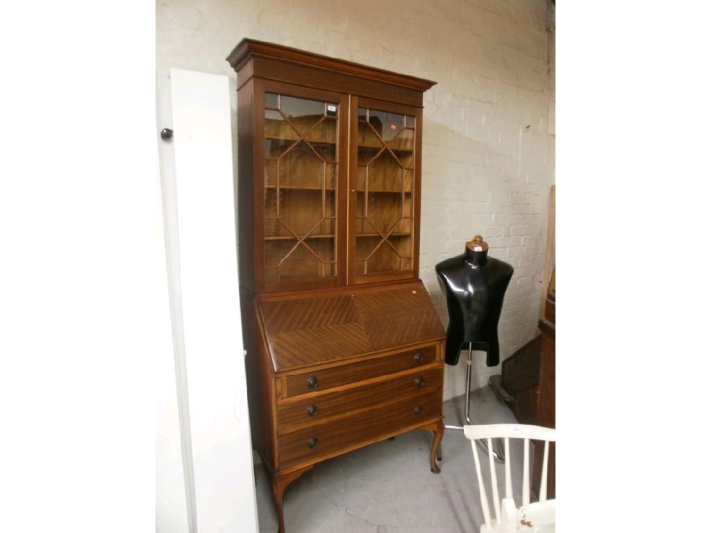 Appraisal: A 's mahogany bureau bookcase