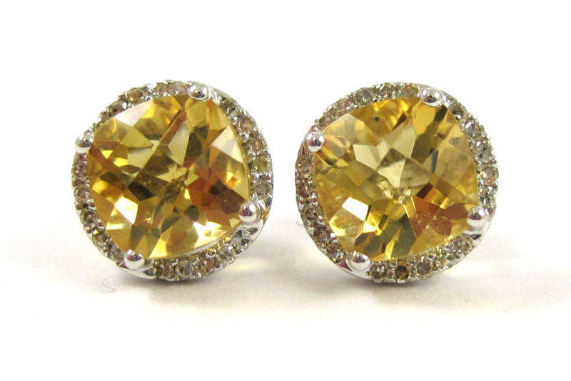 Appraisal: PAIR OF CITRINE AND DIAMOND EARRINGS each k white gold