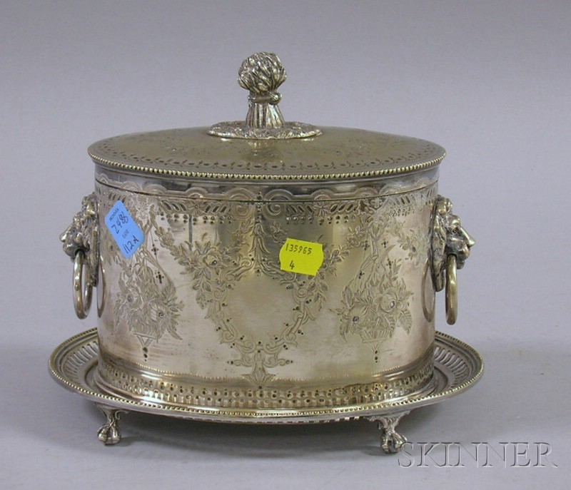 Appraisal: Henry Wilkinson Co English Silver Plated Biscuit Barrel mid- th