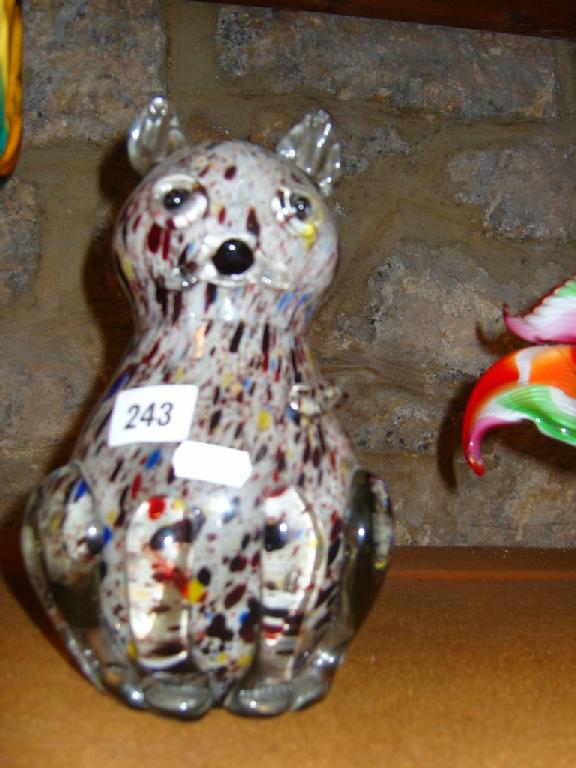 Appraisal: A Venetian glass model of a seated cat with mottled