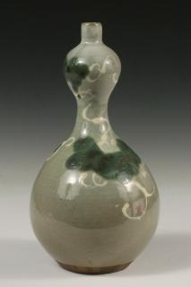 Appraisal: JAPANESE RAKU VASE Japanese Vintage Raku-yaki Pottery Double Gourd Sake