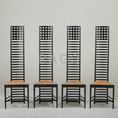 Appraisal: CHARLES RENNIE MACKINTOSH CASSINA Set of four Hill House chairs