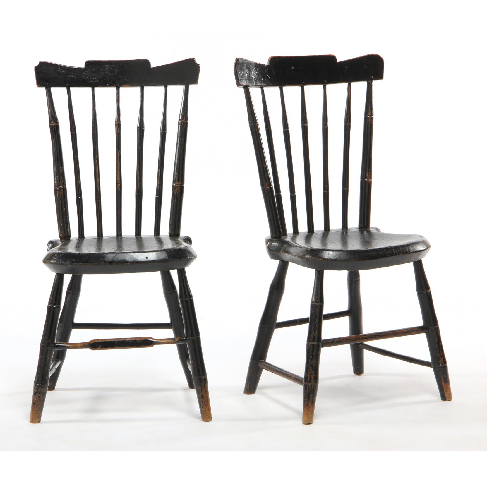 Appraisal: Pair of Southern Windsor Painted Side Chairs early th century