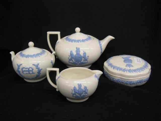 Appraisal: Wedgwood Coronation Tea Set DresserBox blue on white queensware King