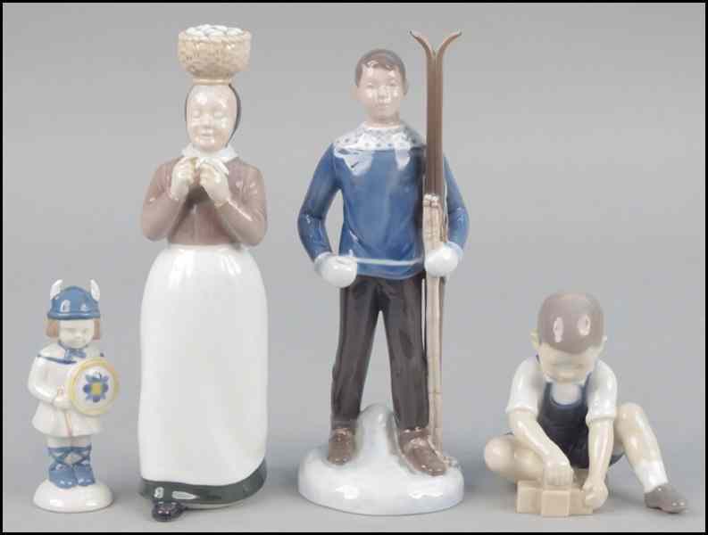 Appraisal: THREE BING GRONDAHL PORCELAIN FIGURES Together with a Danish porcelain