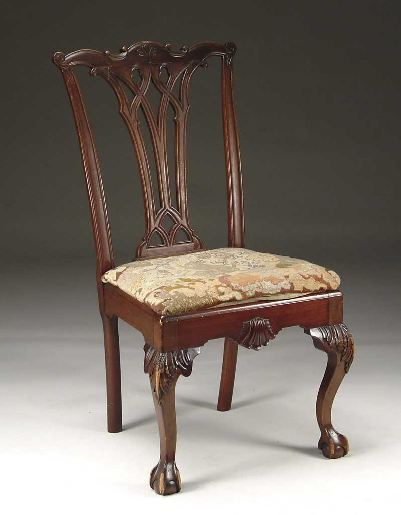 Appraisal: CENTENNIAL PHILADELPHIA STYLE CHIPPENDALE SIDE CHAIR Pierced and carved back