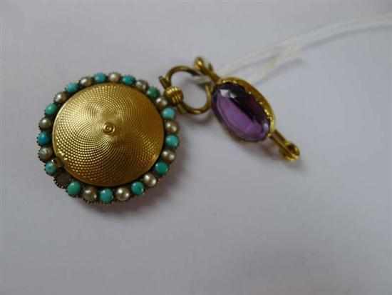 Appraisal: A GOLD LINED MOURNING LOCKET SET WITH SEED PEARLS TOGETHER