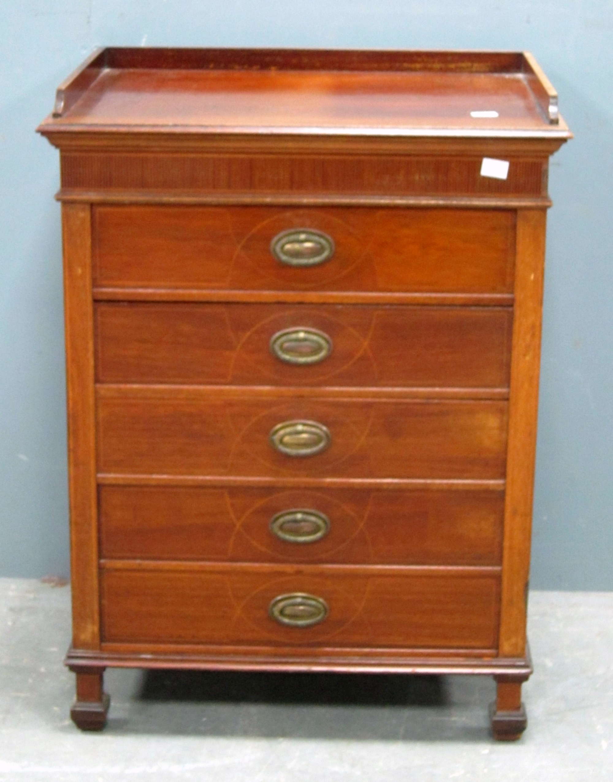 Appraisal: Early th century mahogany music cabinet of five drawers