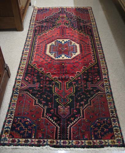 Appraisal: PERSIAN TRIBAL AREA RUG Hamadan tribal villages region central geometric