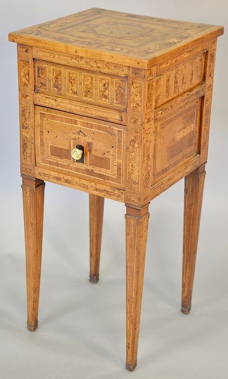 Appraisal: Italian neoclassical walnut fruitwood and marquetry commode top inlaid with