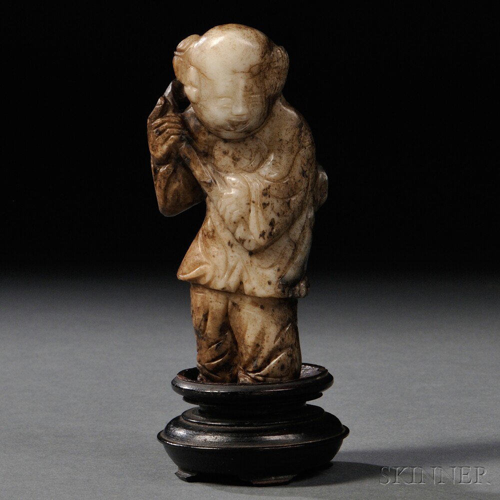 Appraisal: Carved Stone Figure of a Boy China th century the