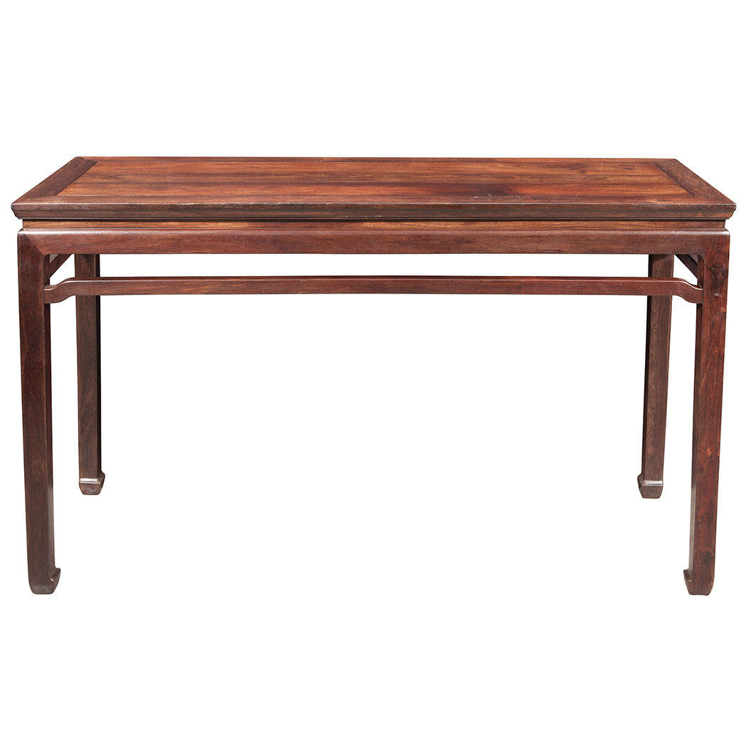 Appraisal: Chinese Recessed Leg Zitan Table Of rectangular form the single-panel