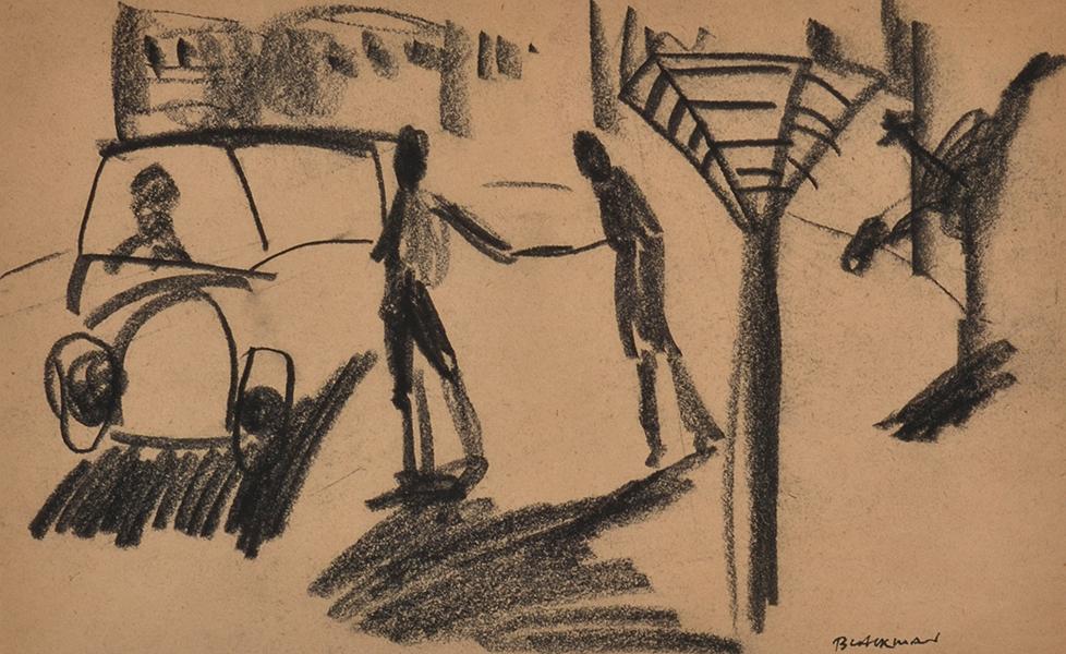 Appraisal: CHARLES BLACKMAN born Untitled Street Scene charcoal on paper signed