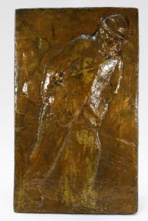 Appraisal: Jane Poupelet Impressionist Bronze Plaque of a Man FRANCE -