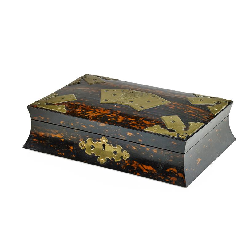 Appraisal: ENGLISH TORTOISE SHELL CARD BOX Condition Report