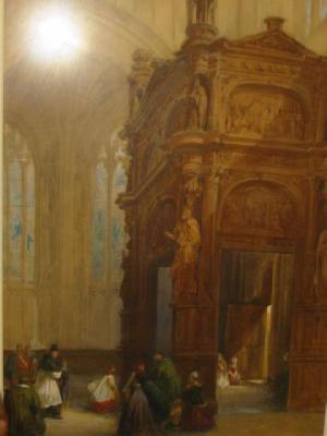 Appraisal: CIRCLE OF LOUIS HAGHE Belgian - Church Interior with Figures