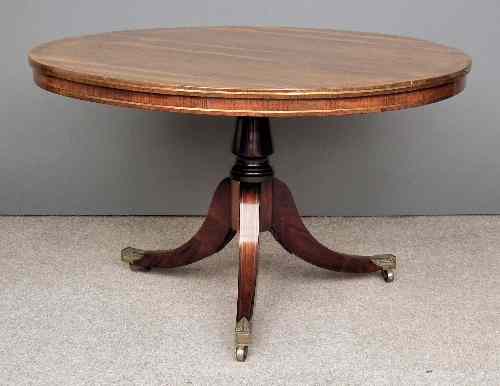 Appraisal: A Regency rosewood circular breakfast table with figured veneered top