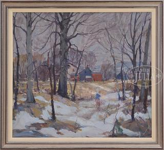 Appraisal: CARL W PETERS American - WINTERS WALK Oil on canvas