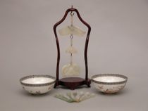 Appraisal: Lot of Jade Chimes Jade Spoons and Eggshell Bowls Jade