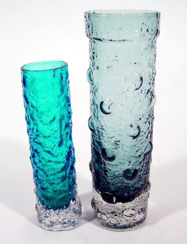 Appraisal: Two Whitefriars style glass vases one bark design the other