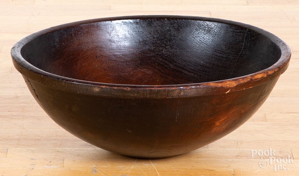 Appraisal: Massive turned wood bowl th c Massive turned wood bowl