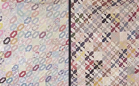 Appraisal: Two early th C pieced cotton patchwork quilts