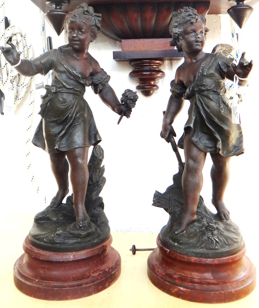 Appraisal: A pair of French spelter bronzed figures early th century