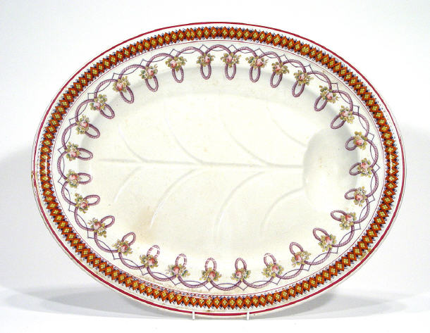 Appraisal: Victorian oval turkey plate hand coloured and transfer printed with