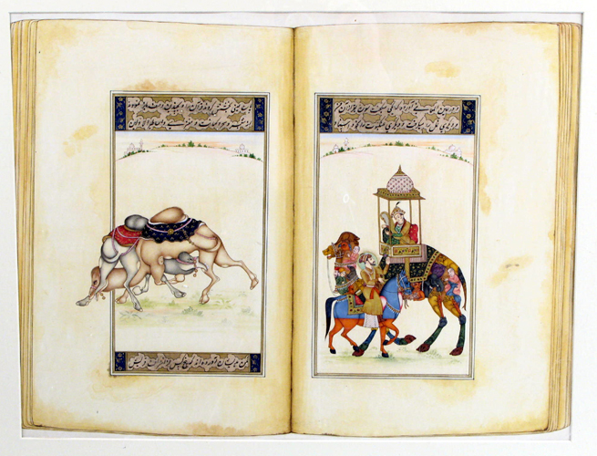 Appraisal: PAIR PERSIAN WATERCOLORS on heavy paper in book form The