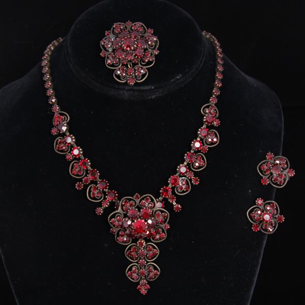 Appraisal: Hobe pc Victorian Style Garnet colored Parure