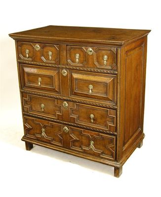 Appraisal: A late th century oak chest the boarded top above