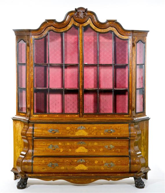 Appraisal: DISPLAY CABINET ON CHEST Dutch Baroque style th cent Inlaid