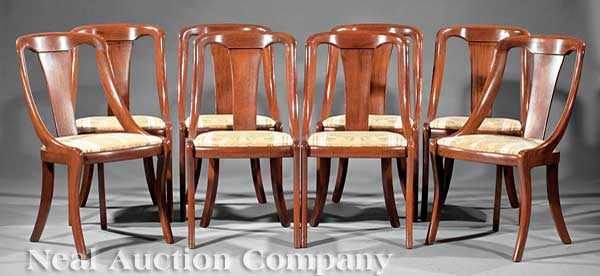 Appraisal: A Set of Eight American Mahogany Gondola Dining Chairs th