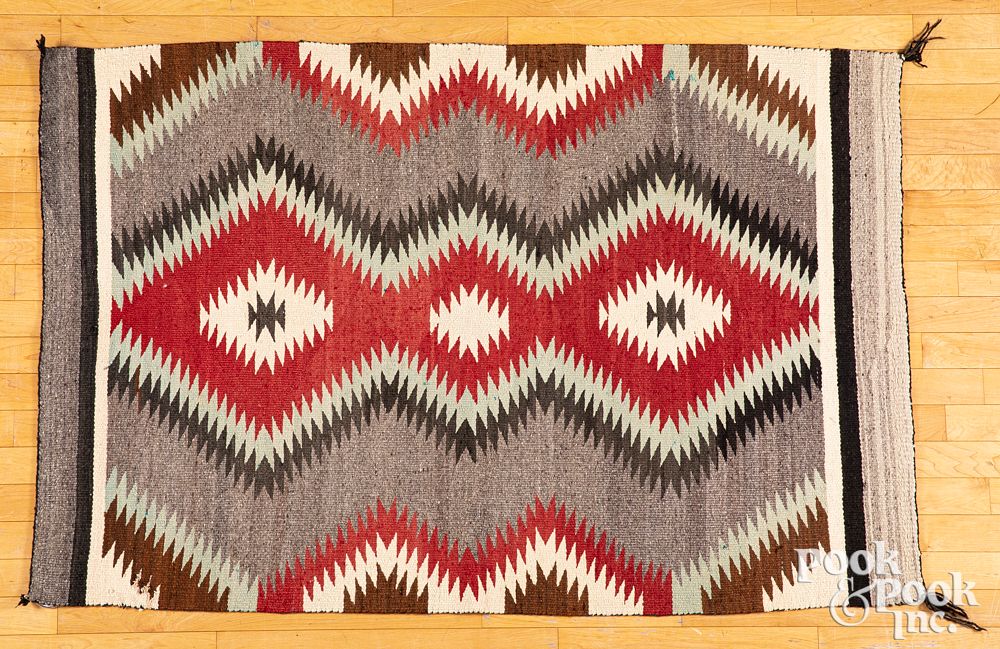 Appraisal: Navajo Indian blanket Navajo Indian blanket ca with serrated diamond