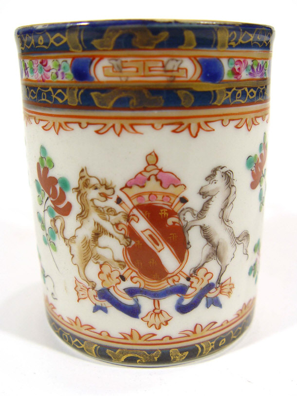 Appraisal: Samson porcelain tankard enamelled with an armorial crest and flowers