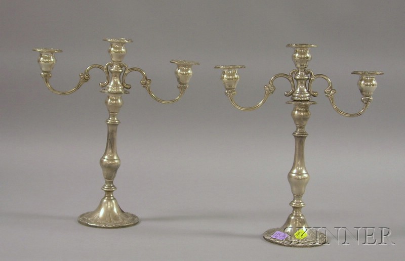 Appraisal: Pair of Gorham Sterling Silver Weighted Convertible Candelabra ht in