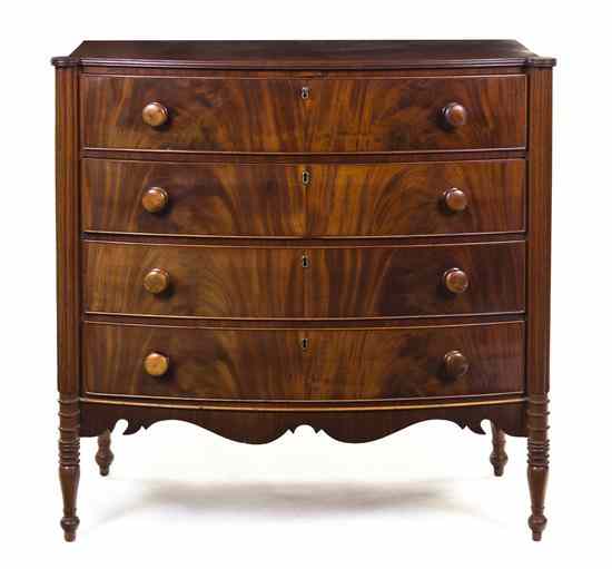 Appraisal: An American Sheraton Style Mahogany Chest of Drawers having a