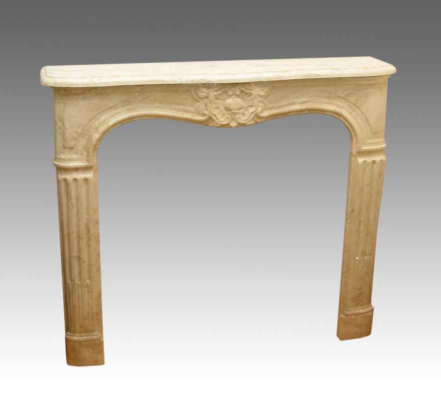 Appraisal: CARVED MARBLE FIREPLACE MANTLE AND SURROUND Serpentine front with carved