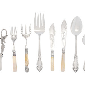 Appraisal: An English Silver-Plate and Mother-of-Pearl Fish Service Circa comprising knives