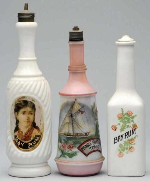 Appraisal: Lot of Barber Bottles Includes one Bay Rum bottle with