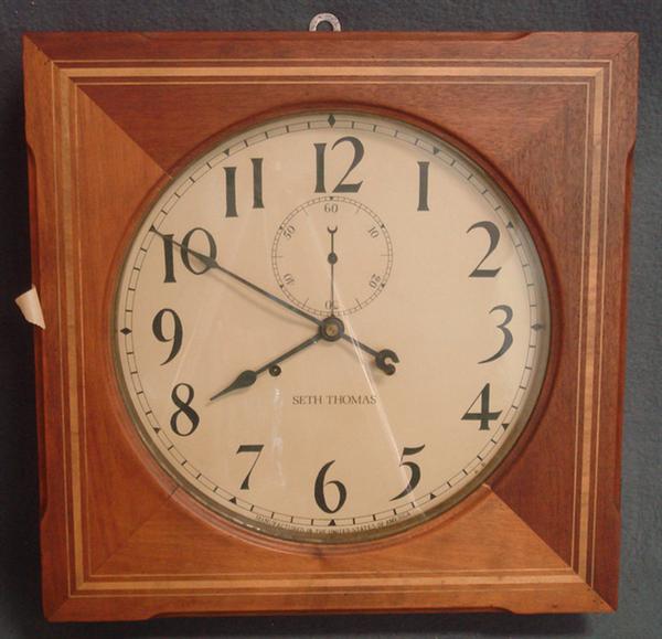 Appraisal: Inlaid mahogany Seth Thomas 'Hudson' day gallery clock square Estimate