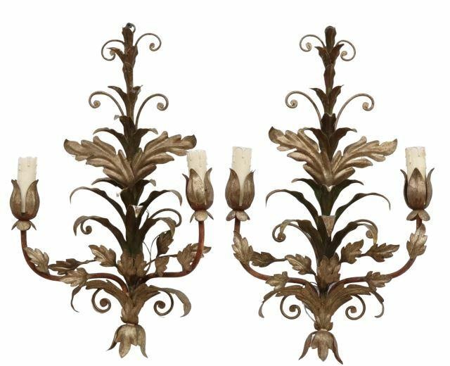 Appraisal: pair Italian Louis XV style gilt metal wall sconces th