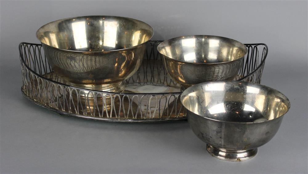 Appraisal: THREE REED BARTON SILVER REVERE BOWLS AND A SHEFFIELD PLATED