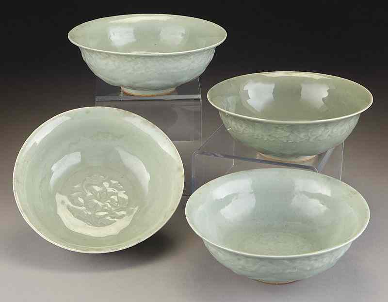 Appraisal: Chinese celadon porcelain lotus shaped bowls ''H x '' Dia